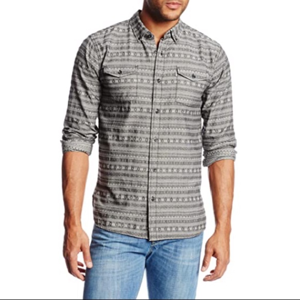 Levi's Gray Striped Button Down Shirt, Men's L